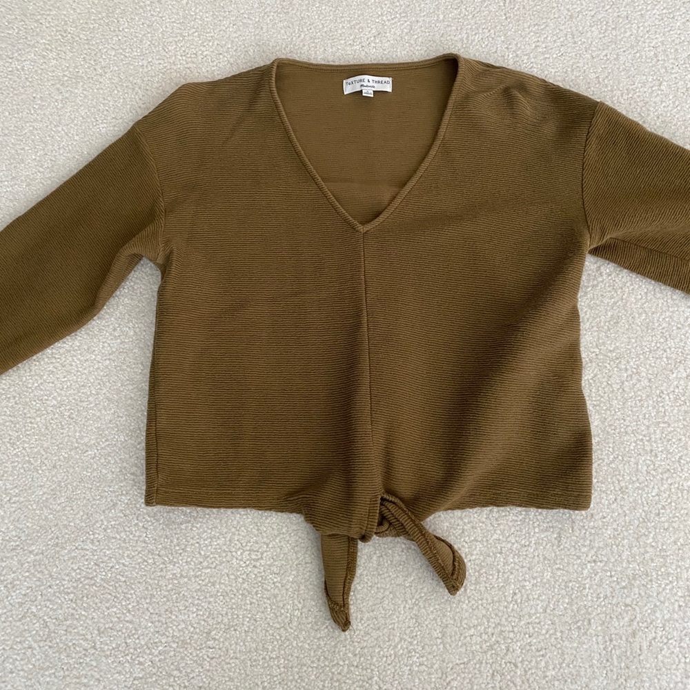 Madewell Texture&Thread Long-Sleeve Tie-Front Top
